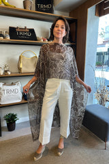 Lenço Pelerine Itália Floral Marrom
