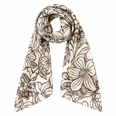 Lenço Pelerine Slim Floral Bege