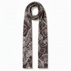 Lenço Pelerine Slim Floral Marrom