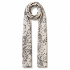 Lenço Pelerine Slim Floral Bege