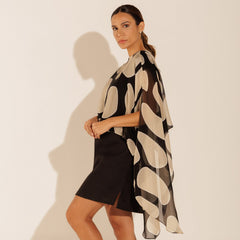 Lenço Pelerine França  Formas Orgânicas Preta