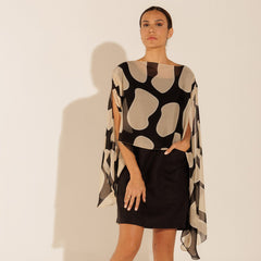 Lenço Pelerine França  Formas Orgânicas Preta