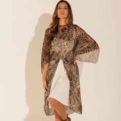 Lenço Pelerine Itália Floral Marrom