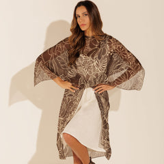 Lenço Pelerine Itália Floral Marrom